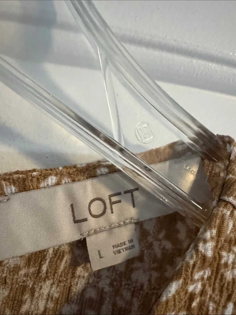 LOFT Gold tan and White Floral Puff-Sleeve Blouse